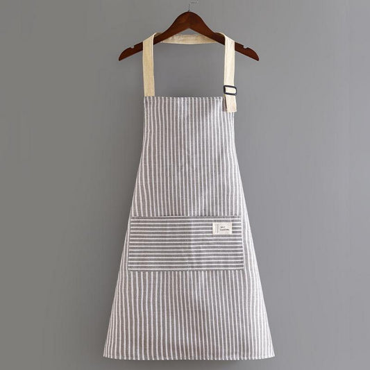 Fashionable Cotton and Linen Breathable Apron – Adjustable Straps with Front Pocket
